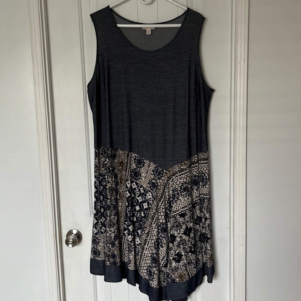 Dressbarn mid-length sleeveless dress size 3x denim blue color